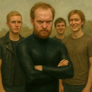 generic white men black jumpsuit angry tough