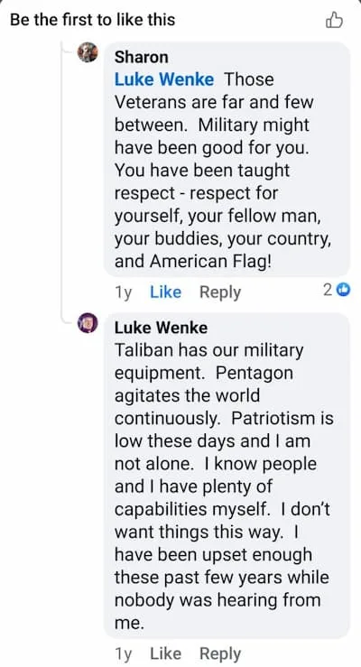 Luke Wenke anti-veteran Facebook post