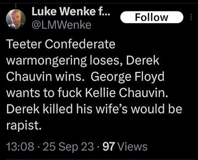 luke wenke expresses support for derek chauvin in an x/twitter post september 2023