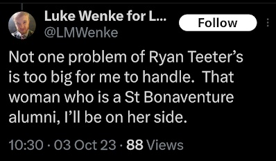 luke wenke asserting his support for stalking victim benjamin ryan teeter