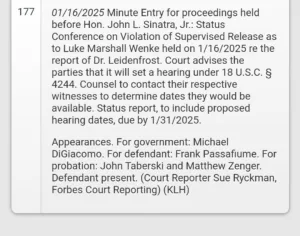 USA v. Luke Wenke (1:22-cr-00035) case update
