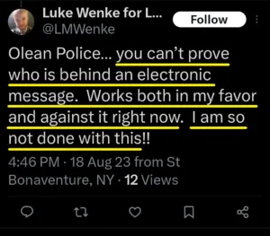 Luke Wenke Twitter screenshot stalker piece of shit