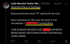 Luke Wenke trash talk harassment slander stalking screenshot