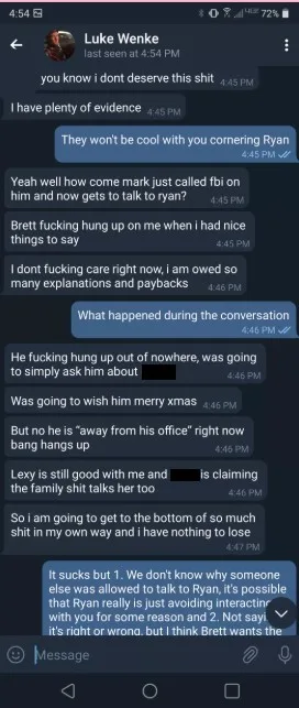 Telegram conversation with Luke Wenke