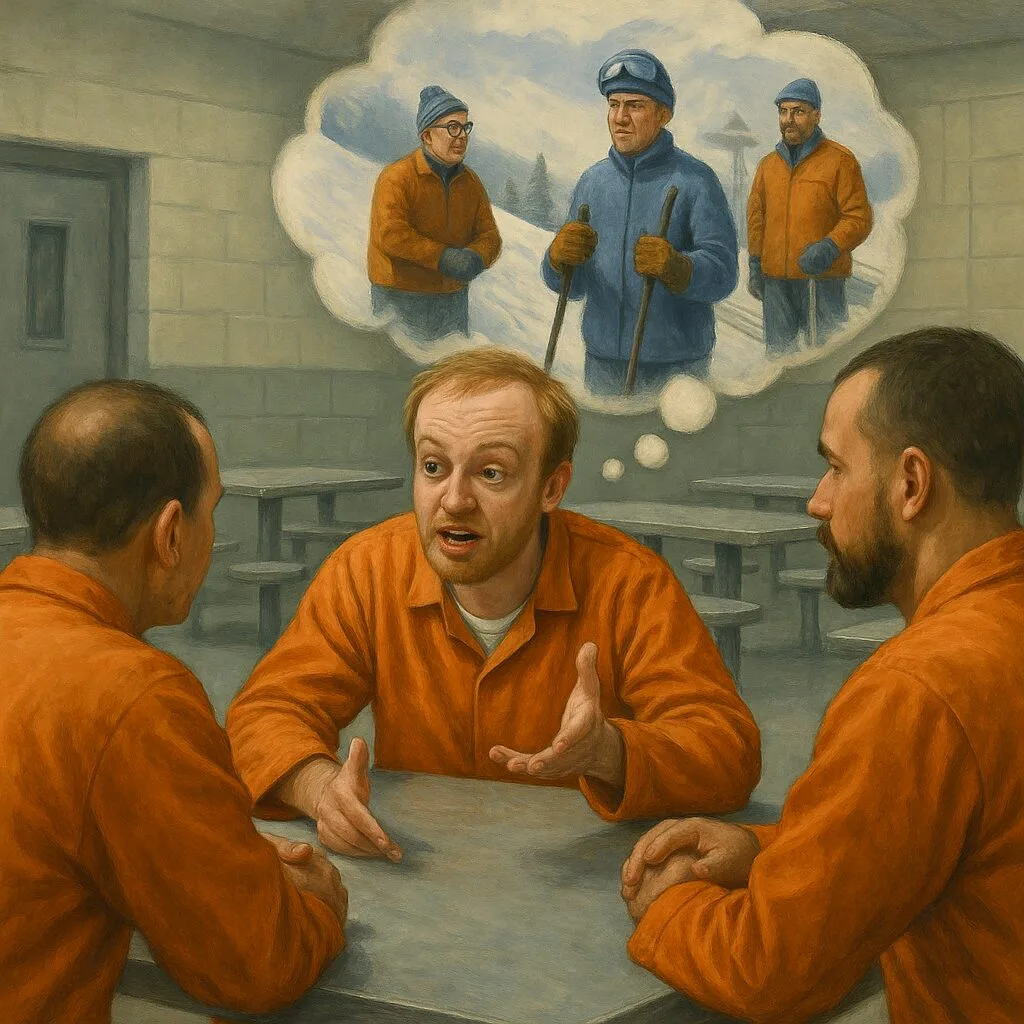 inmates orange jumpsuits cafeteria business ideas ski resort