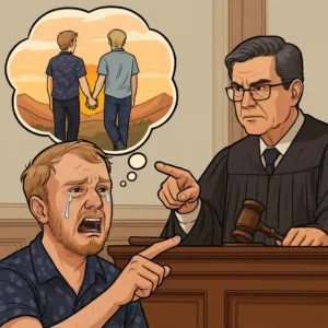 angry defendant judge romantic delusions crying pointing finger