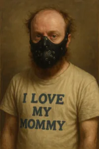 generic balding white man i love my mommy t-shirt leather mask