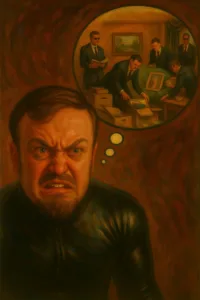 angry man latex gimp suit FBI agents