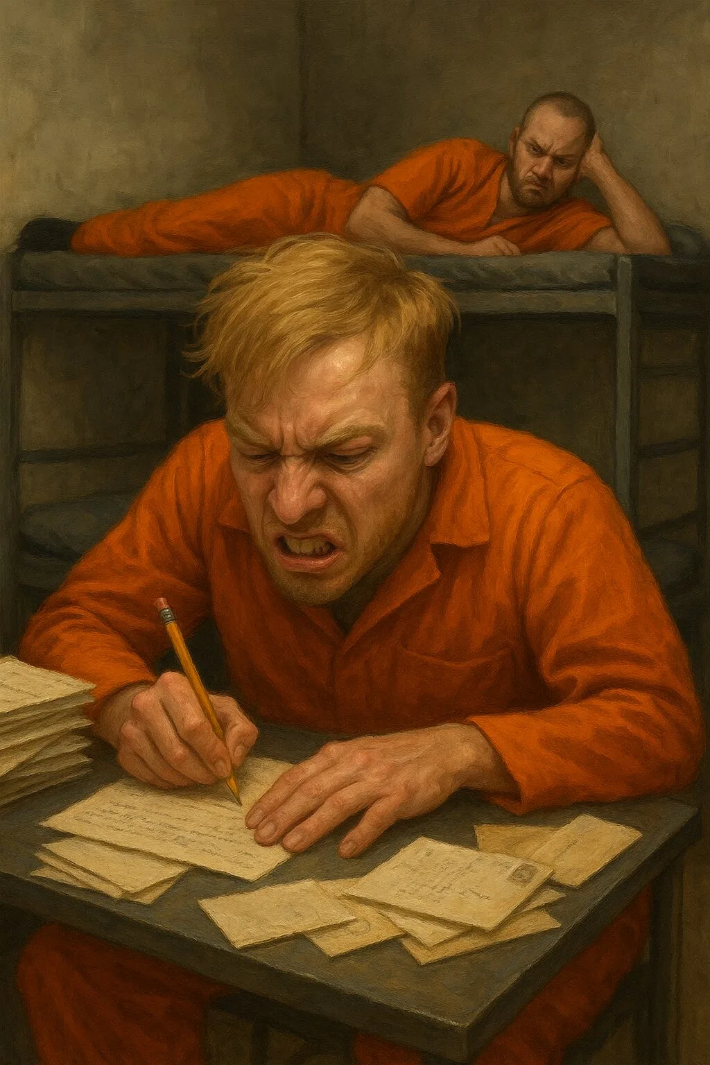 angry inmate writing lettesr