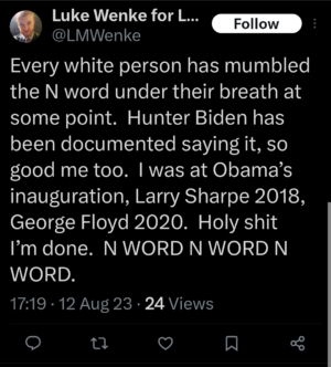 luke wenke racist twitter x post george floyd 2023