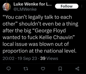 luke wenke racist twitter x post george floyd 2023