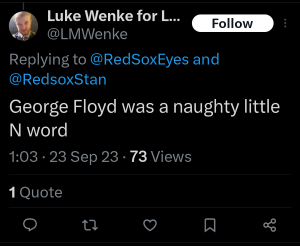 luke wenke racist twitter x post george floyd 2023