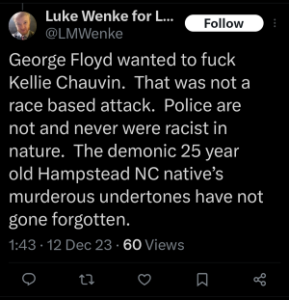 luke wenke racist twitter x post george floyd 2023