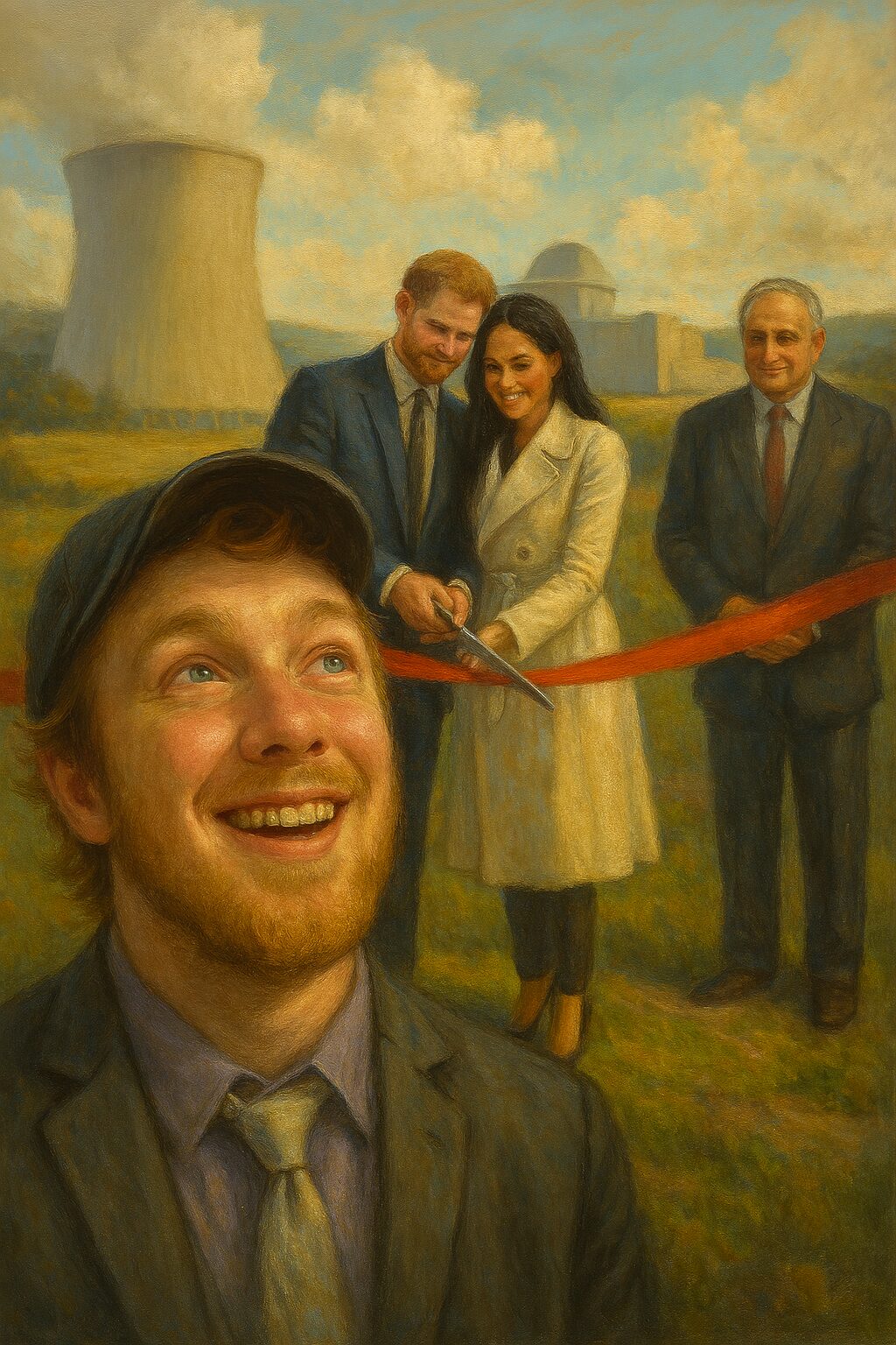 generic white man hat daydreaming nuclear power plant industrial rural meghan markle prince harry carl paladino