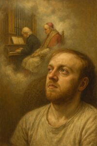 not luke wenke white balding man daydreaming pope old man organ