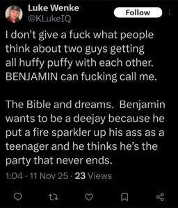 Luke Wenke Twitter Ryan Teeter obsession Twitter X