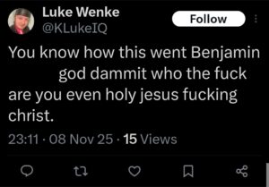 luke wenke cyberstalker ryan benjamin teeter obsession tweet twitter x north carolina olean ny