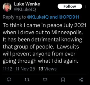 Luke Wenke victim cyberstalking tweet twitter x minneapolis minnesota