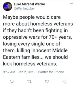luke wenke hate homeless veterans antiamerican twitter screenshot