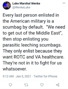 luke wenke hate homeless veterans antiamerican twitter screenshot