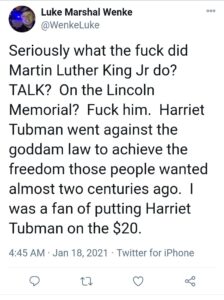 luke wenke racist fuck mlk jr anti civil rights facebook post