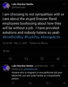 luke wenke lazy people judging tweet 2021