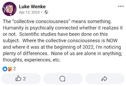 luke wenke discusses the collective consciousness facebook screenshot april 2023