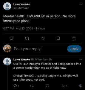 Luke Wenke x Twitter screenshot 2023
