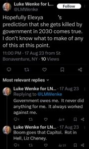 luke wenke self-pity demands owed  twitter screenshot 2023