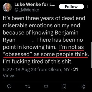 luke wenke ryan benjamin teeter obsession twitter x screenshot 2023