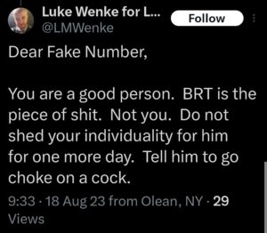 luke wenke x twitter screenshot ryan obsession 2023