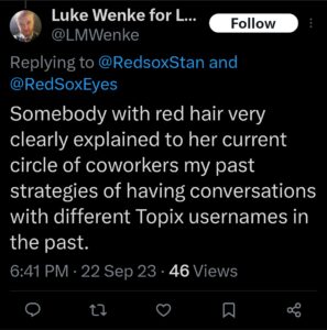 luke wenke tweet screenshot katie obsession 2023