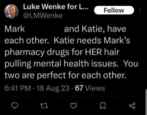 luke wenke tweet screenshot katie obsession 2023
