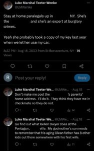 luke wenke tweet screenshot katie obsession 2023