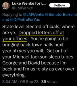 luke wenke x twitter screenshot letter writing obsession 2023