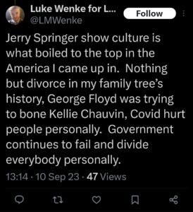 luke wenke twitter screenshot racist george floyd 2023