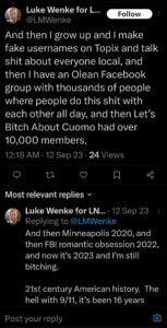 luke wenke self-pity demands owed  twitter screenshot 
