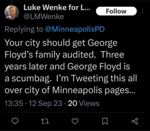 luke wenke twitter screenshot racist george floyd 2023