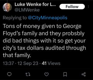 luke wenke twitter screenshot racist george floyd 2023