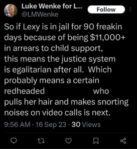 luke wenke tweet screenshot katie obsession 2023