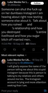 luke wenke tweet screenshot katie obsession 2023