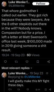 luke wenke x twitter screenshot letter writing obsession 2023