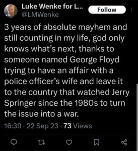 luke wenke twitter screenshot racist george floyd 2023