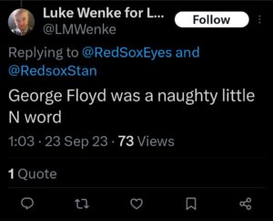 luke wenke twitter screenshot racist george floyd 2023