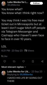 luke wenke twitter screenshot ryan benjamin obsession 2023