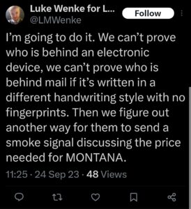 luke wenke x twitter screenshot double proxy marriage montana 2023