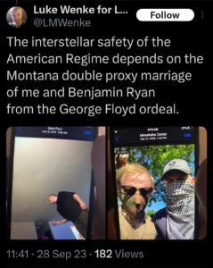 luke wenke x twitter screenshot double proxy marriage montana 2023 ryan teeter obsession stalker erotomania