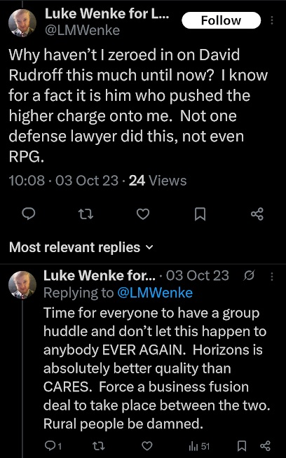 luke wenke trash talks assistant federal prosecutor david rudroff x/twitter screenshot october 2023