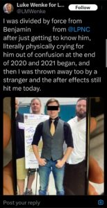 luke wenke x twitter screenshot ryan benjamin teeter obsession 2023