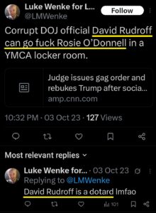 luke wenke x twitter screenshot us attorney david rudroff obsession 2023